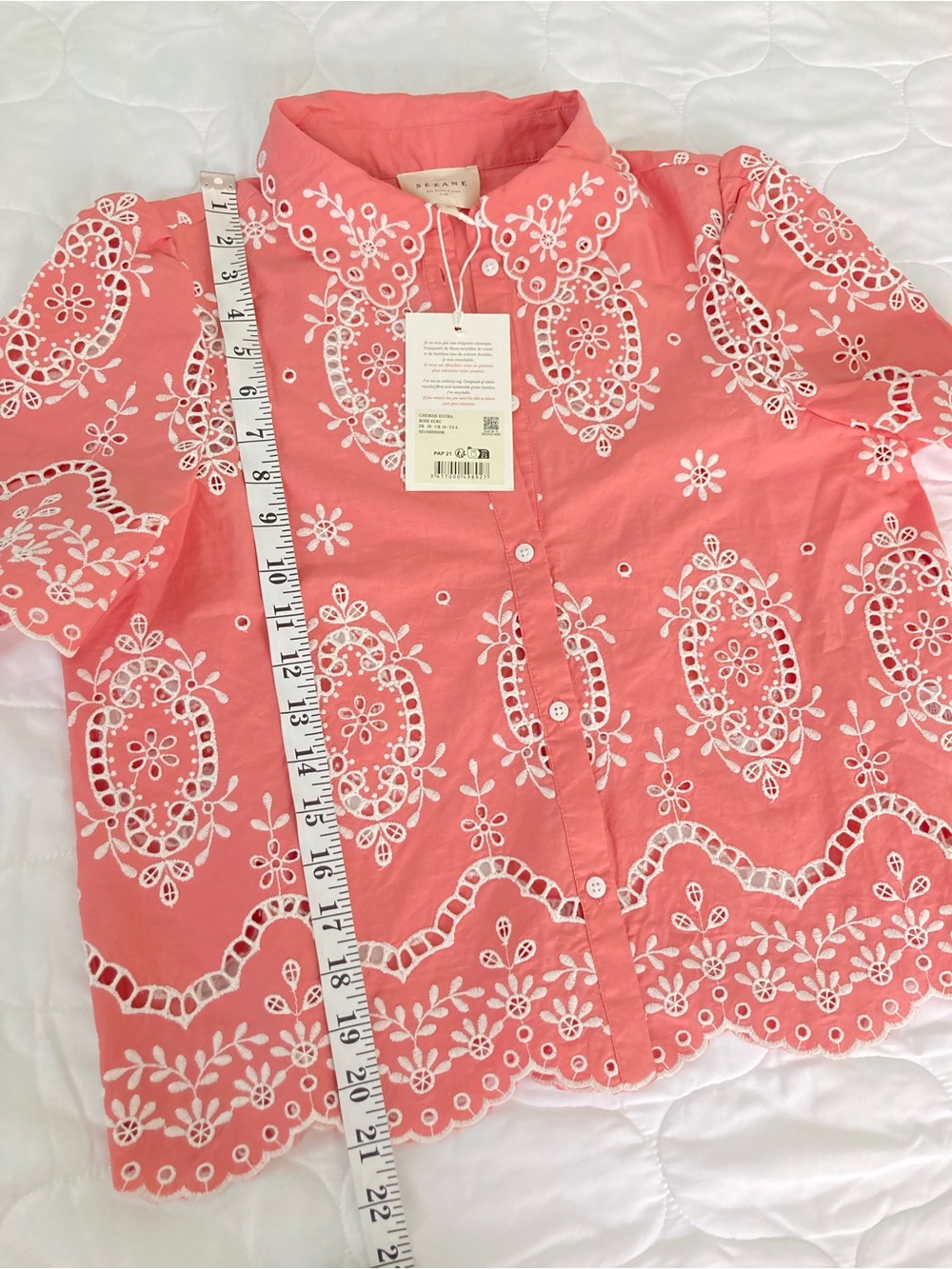 Sezane Elvira Blouse Ecru Pink size 38 - Picture 6 of 7